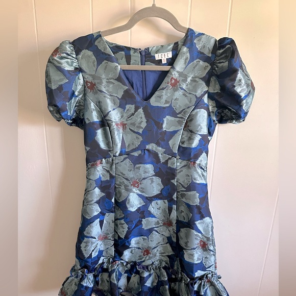 TCEC Dresses & Skirts - FLORAL JACQUARD PUFF SLEEVE DRESS